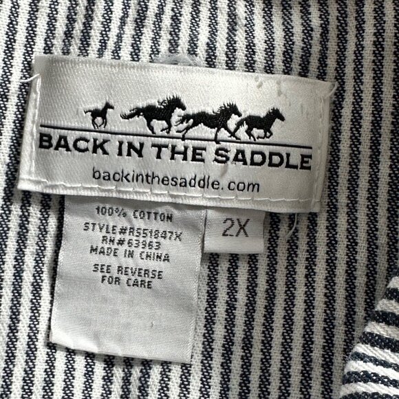 Back In The Saddle Womens Blue/White Striped Button-Up Jacket 2X 100% Cotton - Picture 4 of 7